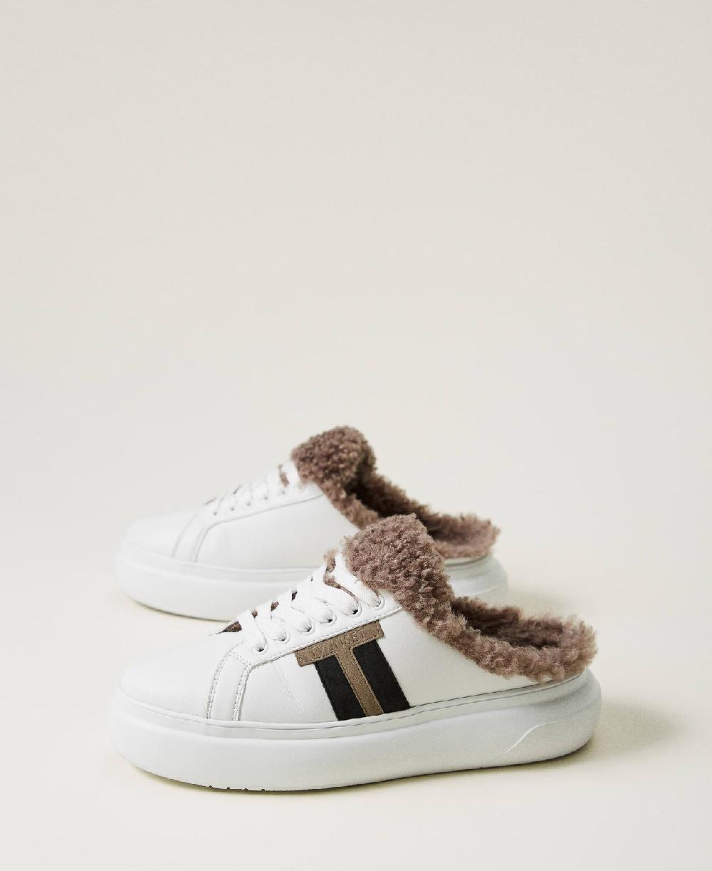 Scee by twin set Sneakers slide con faux fur Outlet