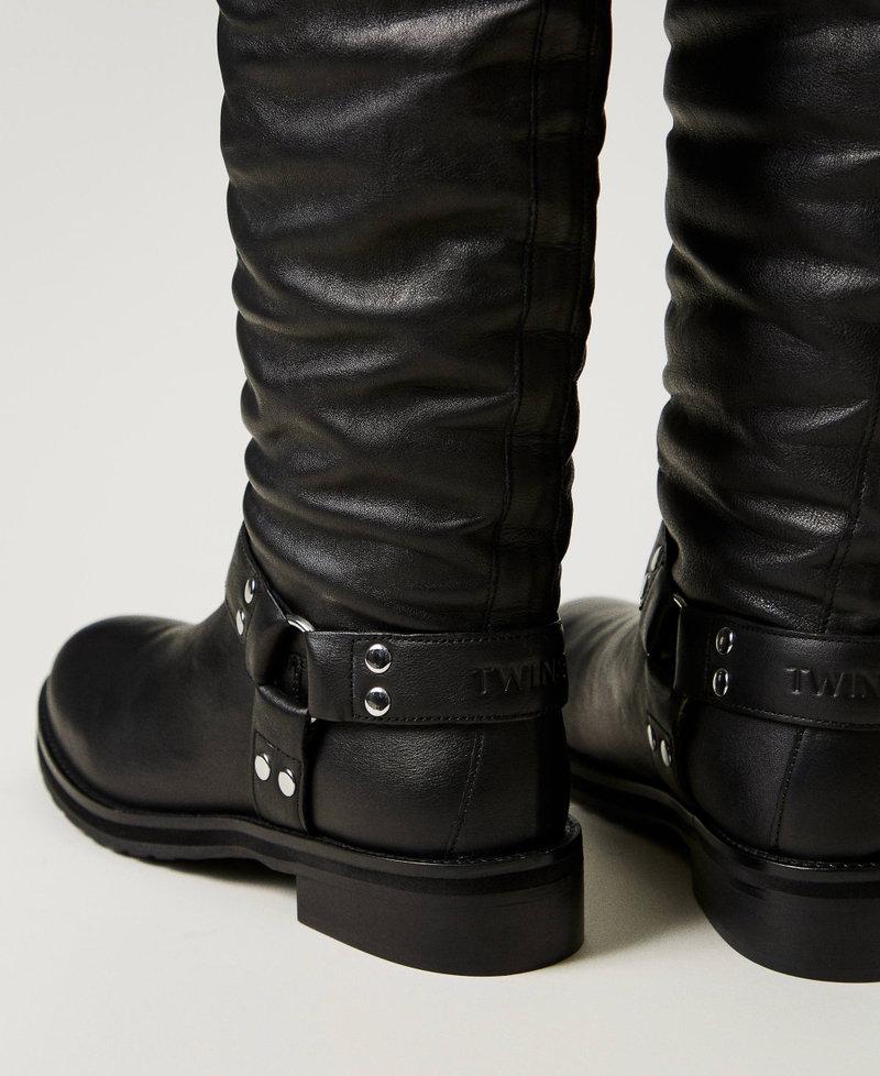 Scee by twin set Stivali alti 'Darcy' in pelle con cinturini Offerte