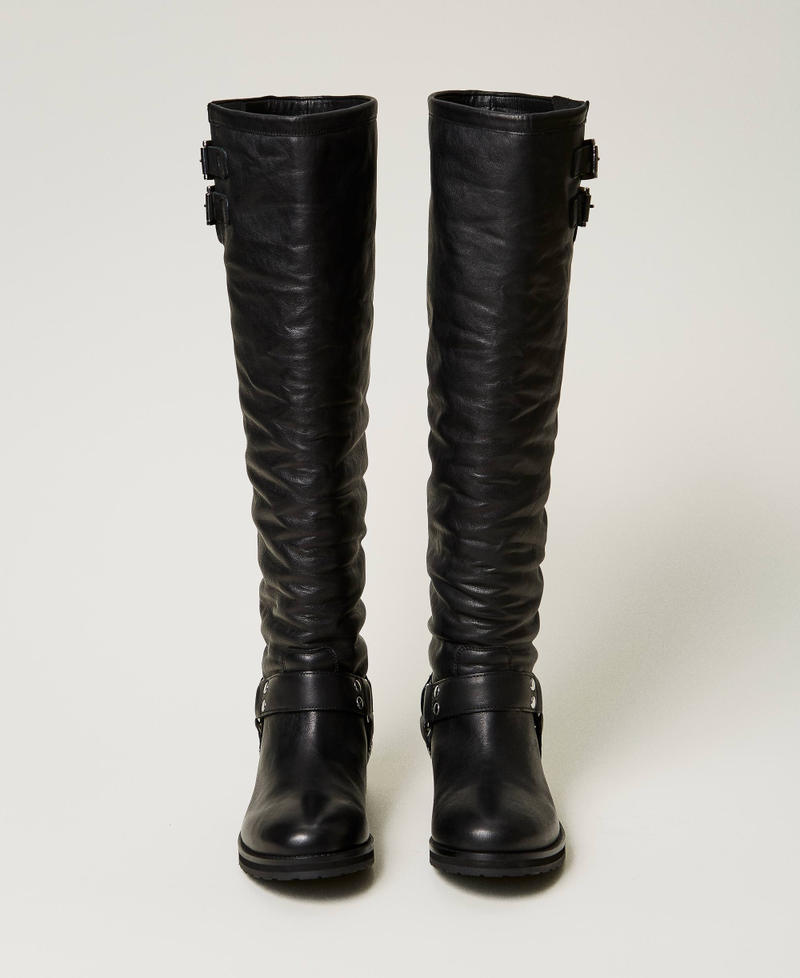 Scee by twin set Stivali alti 'Darcy' in pelle con cinturini Offerte