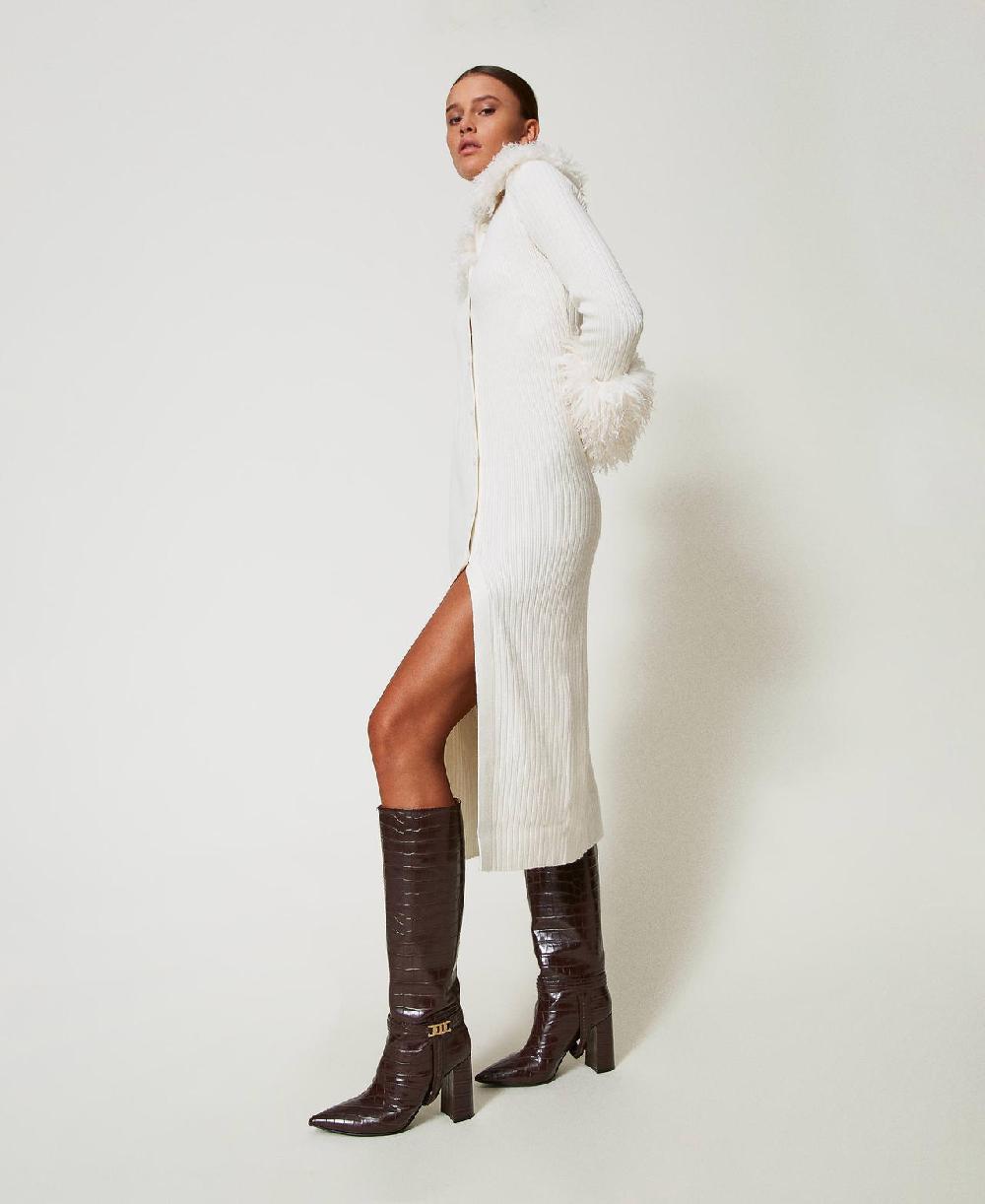 Scee by twin set Stivali alti con stampa cocco