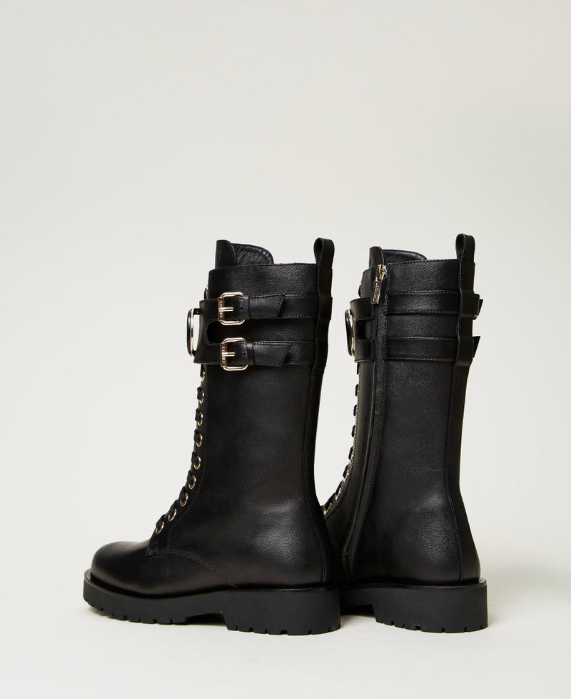Scee by twin set Anfibi alti in pelle con Oval T Moda