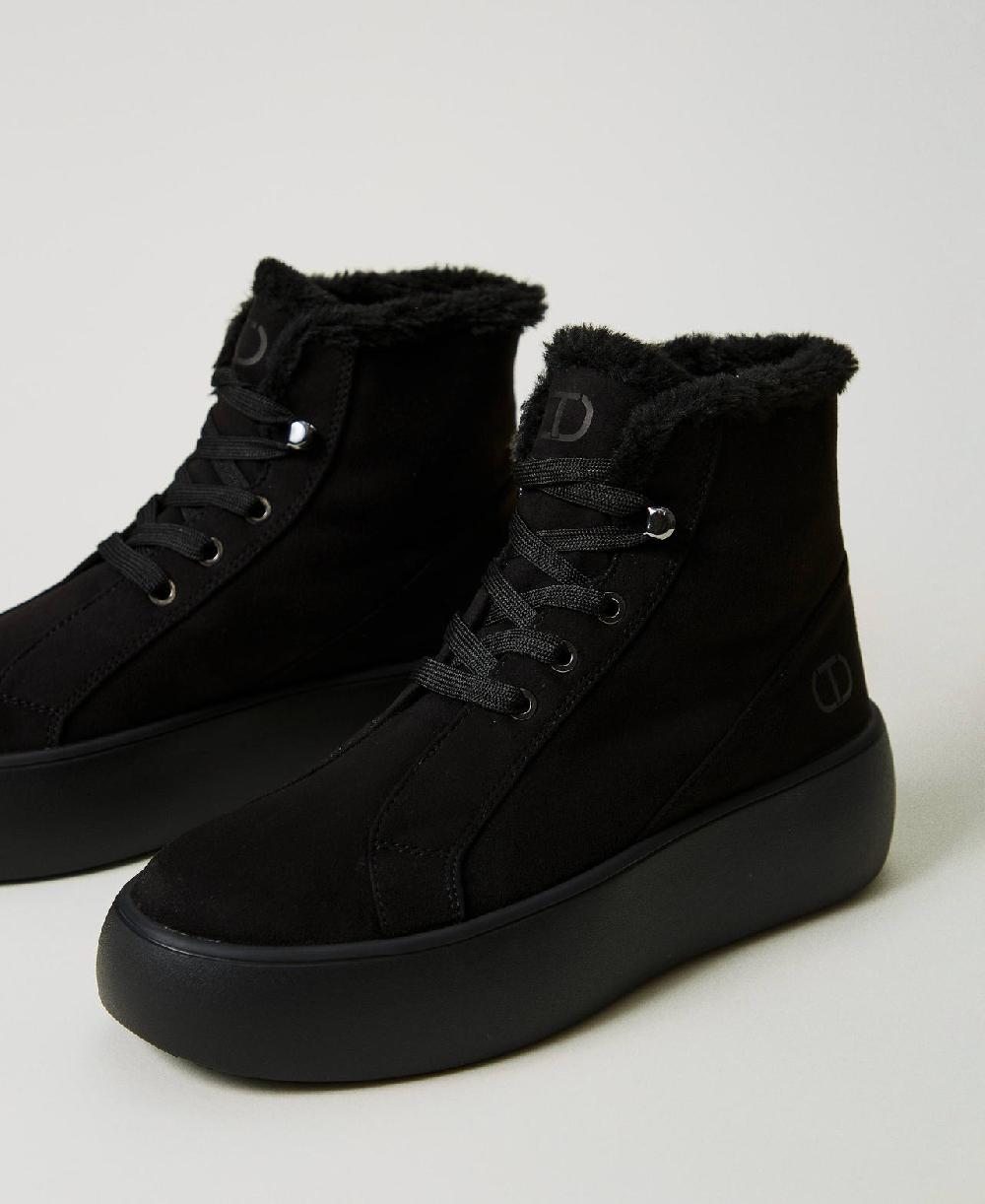 Scee by twin set Sneakers alta con faux fur Italy