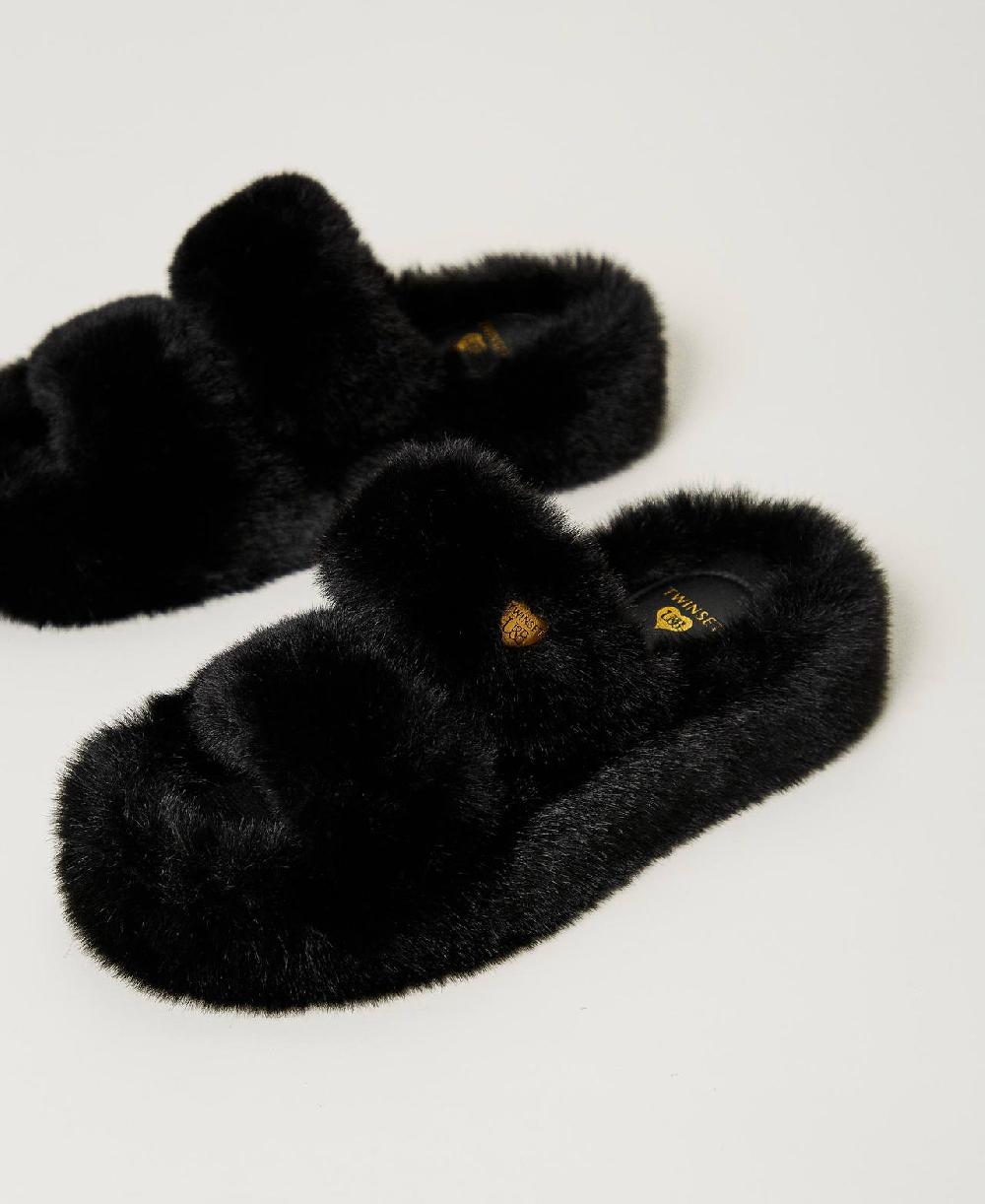 Scee by twin set Sandali slide in faux fur Italia