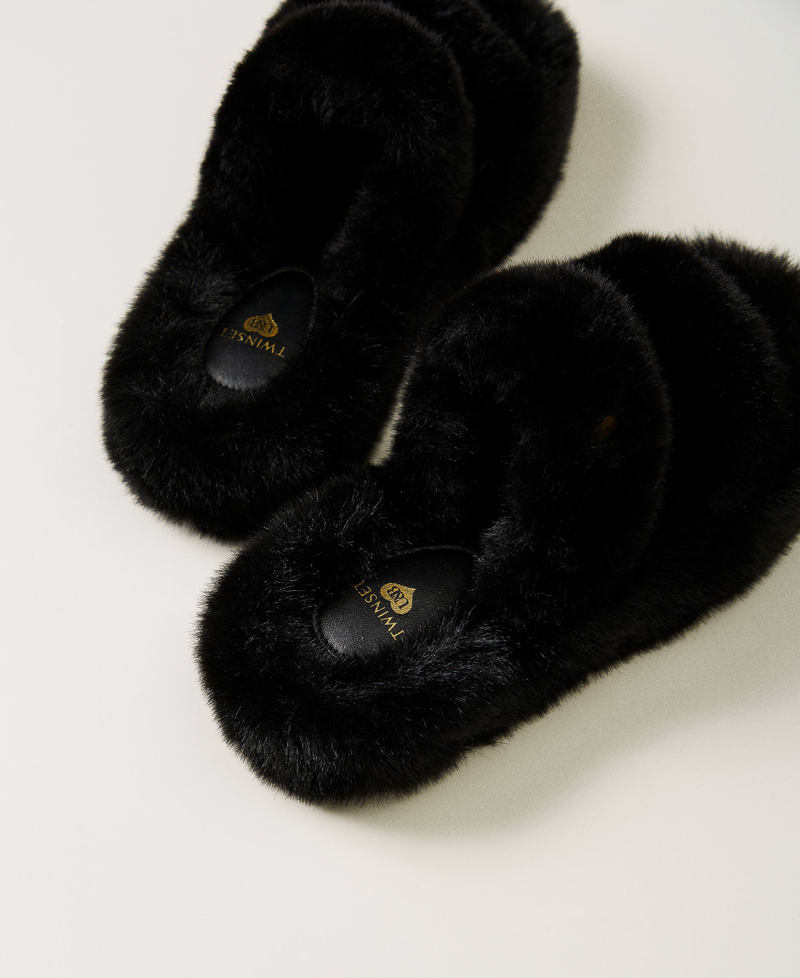 Scee by twin set Sandali slide in faux fur Italia