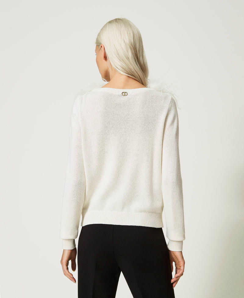 Scee by twin set Maglia regular in misto lana con piume Promozione