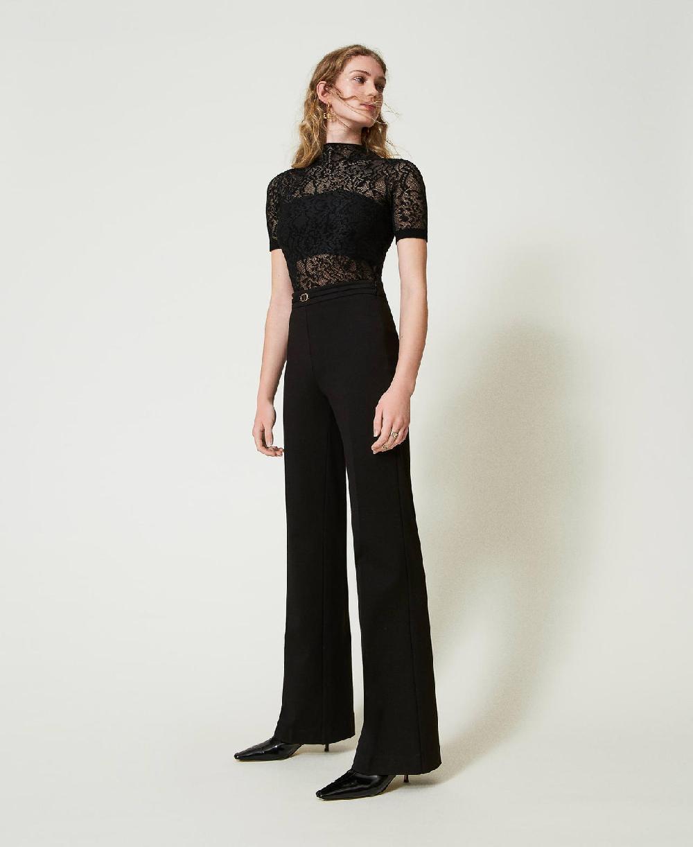 Scee by twin set Pantaloni straight leg con cinturino Oval T Sconti questo mese