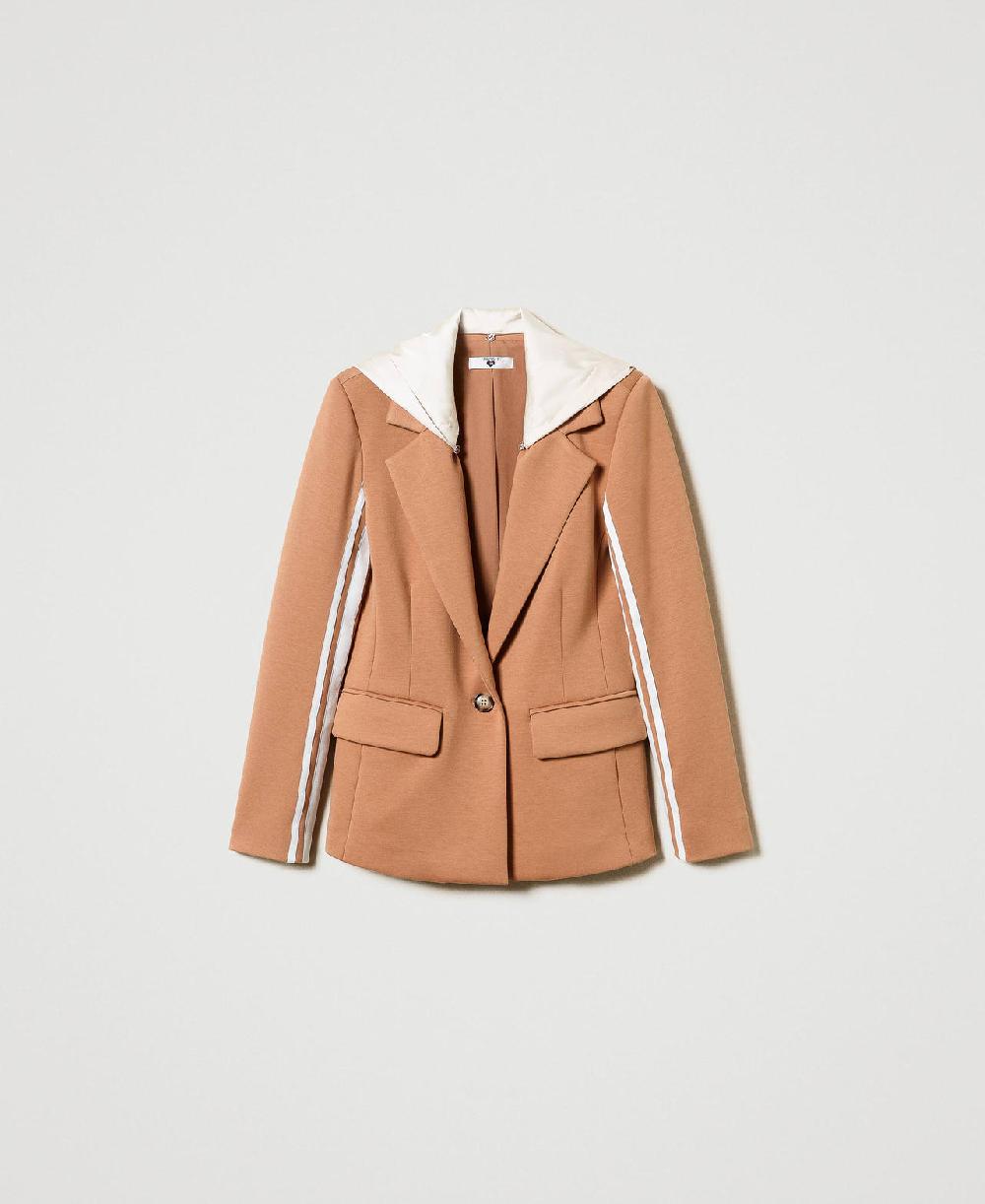 Scee by twin set Giacca blazer in tessuto scuba con cappuccio