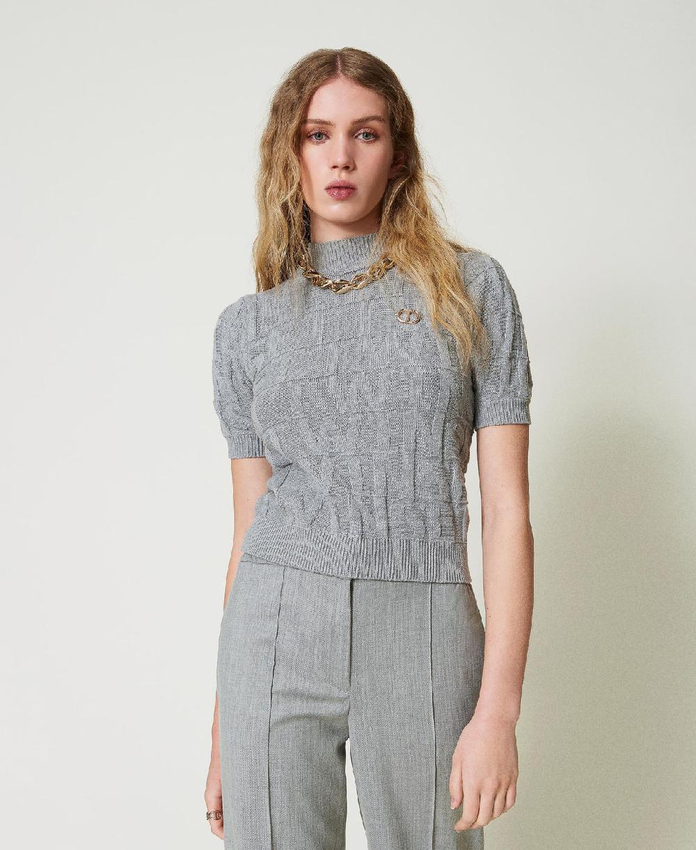 Scee by twin set Maglia in cotone e cashmere con logo Shopping Online