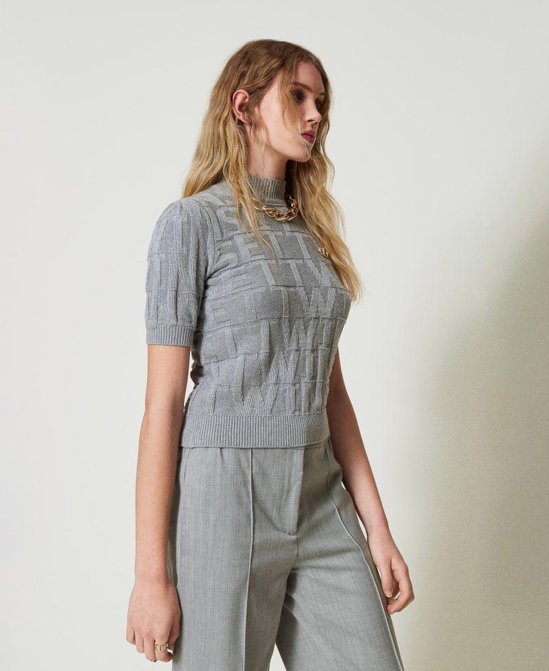 Scee by twin set Maglia in cotone e cashmere con logo Shopping Online