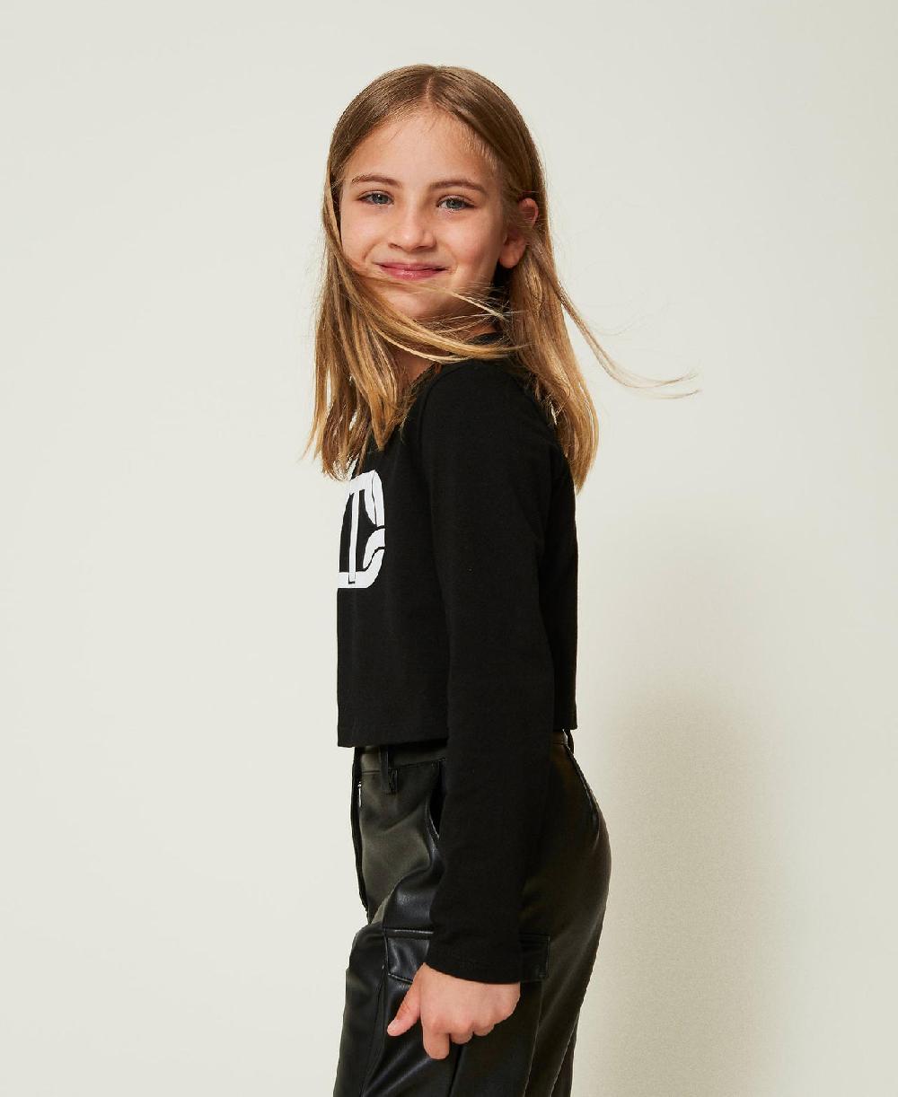 Scee by twin set T-shirt cropped con logo gommato Novità