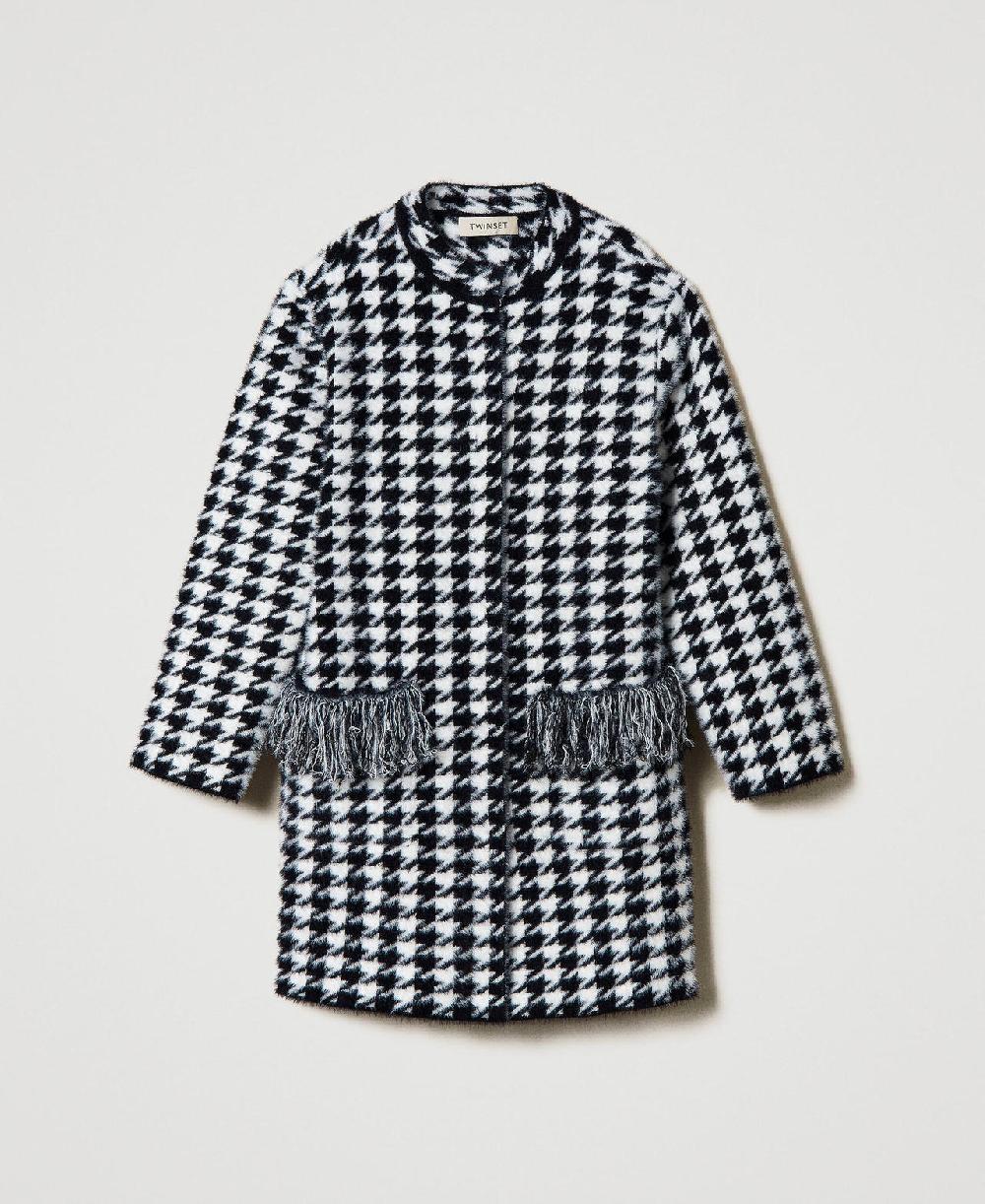 Scee by twin set Cappotto in maglia jacquard pied de poule
