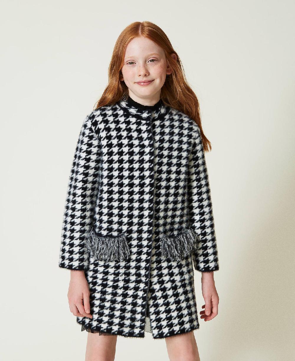 Scee by twin set Cappotto in maglia jacquard pied de poule Sconto