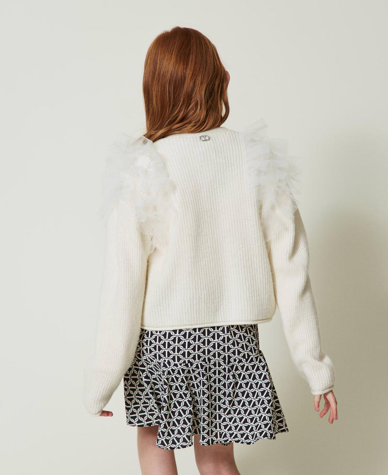 Scee by twin set Cardigan regular con balze in tulle Offerta