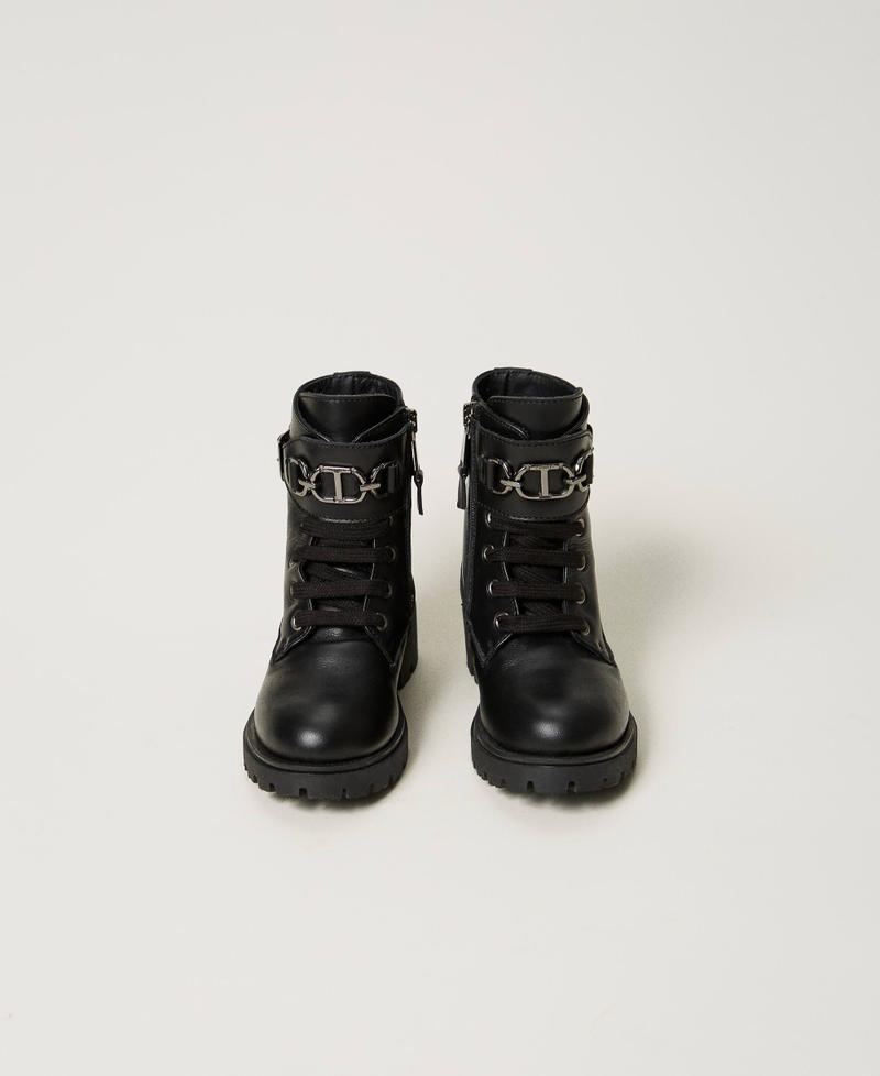 Scee by twin set Anfibi baby in pelle con cinturino In Vendita