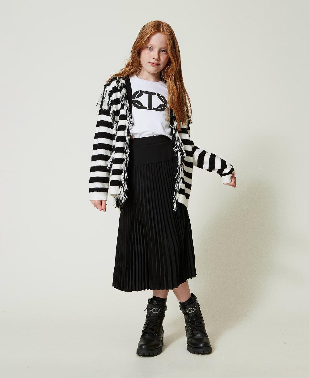 Scee by twin set Maxi cardigan in maglia a righe con frange Saldi