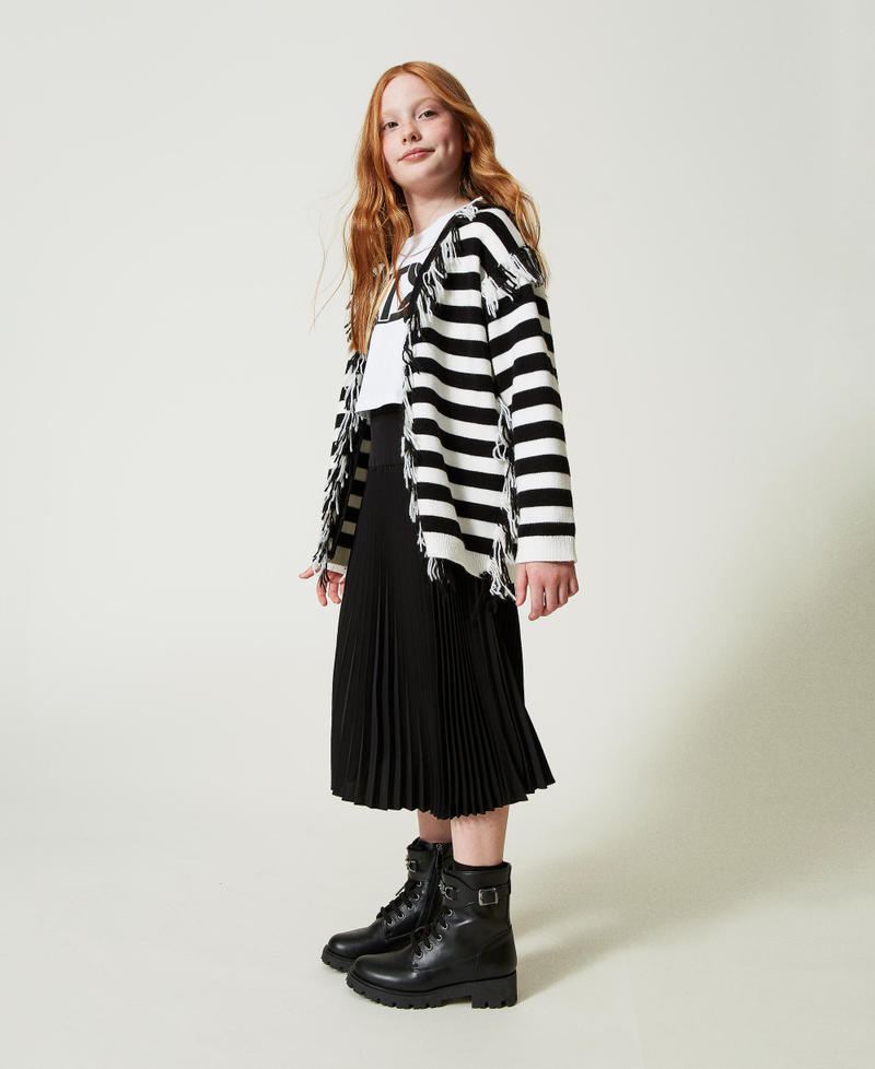 Scee by twin set Maxi cardigan in maglia a righe con frange Saldi