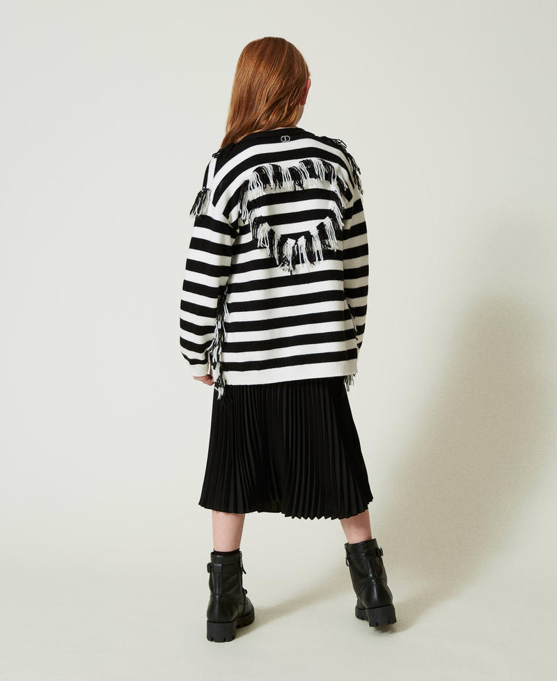 Scee by twin set Maxi cardigan in maglia a righe con frange Saldi