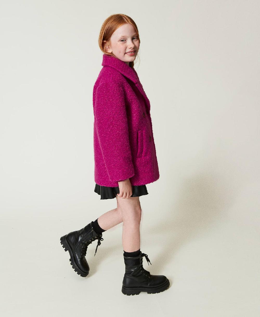 Scee by twin set Cappotto doppiopetto in panno curly Saldi Di Fabbrica