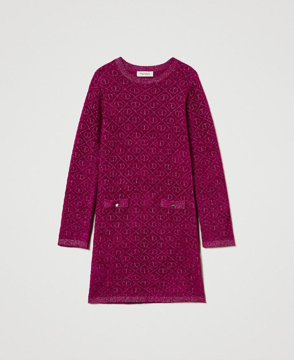 Scee by twin set Abito corto in maglia jacquard con Oval T