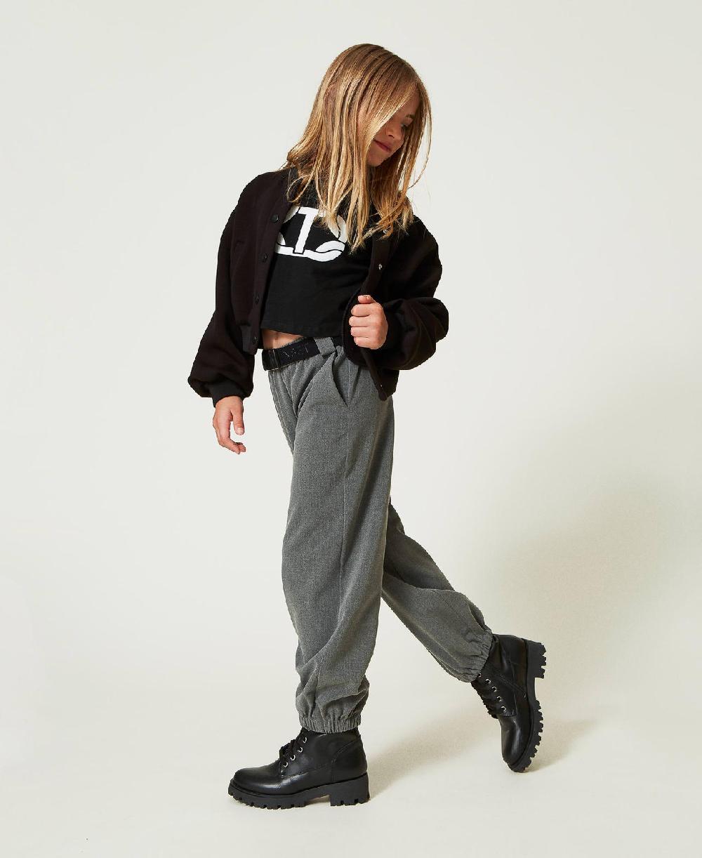 Scee by twin set Pantaloni joggers in flanella con cintura In Saldo
