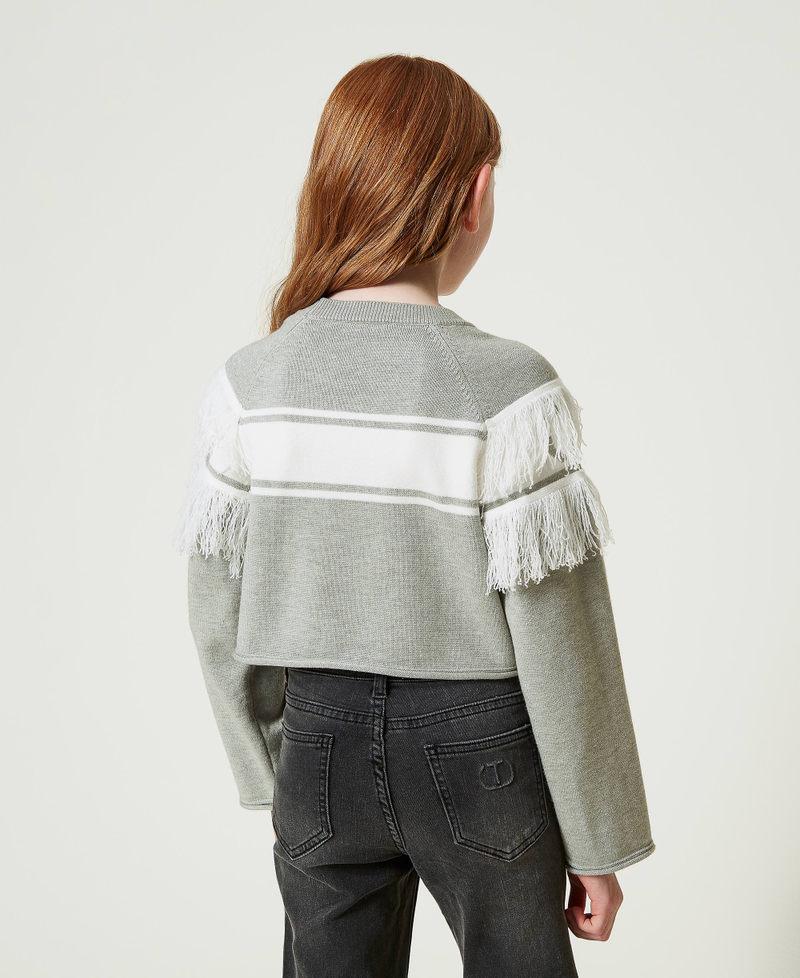 Scee by twin set Maglia con Oval T jacquard e frange Nuova