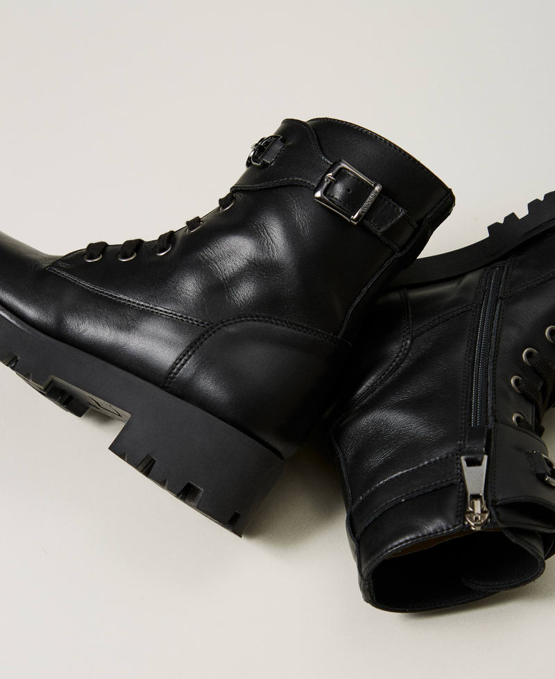 Scee by twin set Anfibi in pelle con cinturino Italy