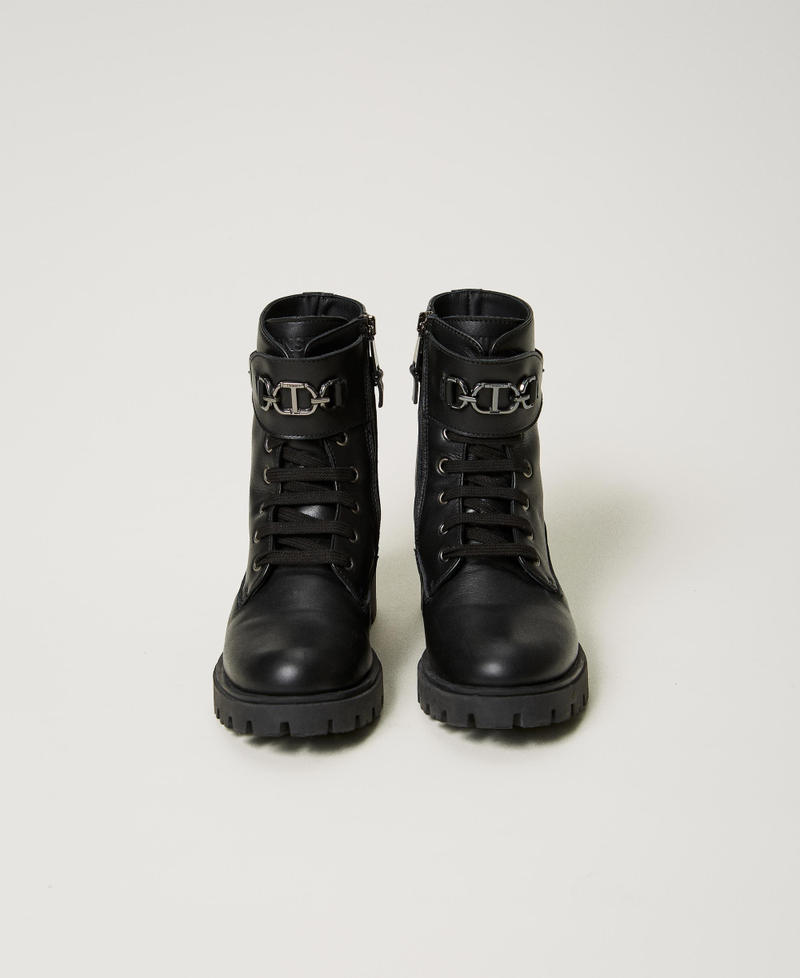 Scee by twin set Anfibi in pelle con cinturino Italy