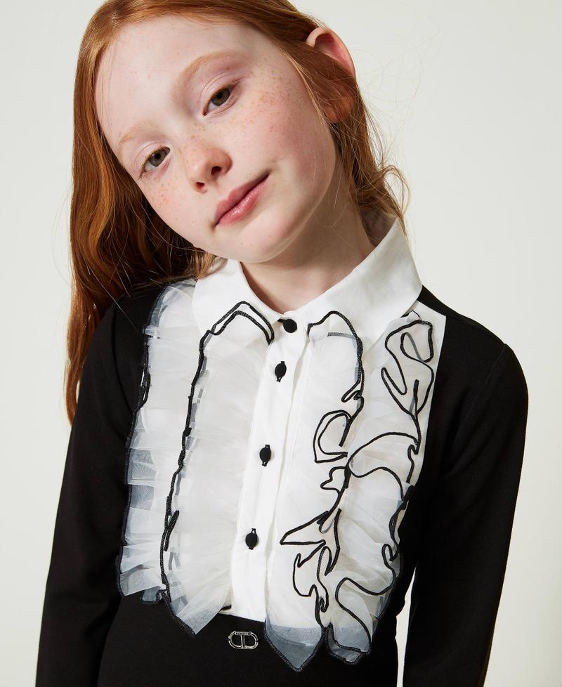 Scee by twin set Abito corto con volant in organza Spedizione Gratuita