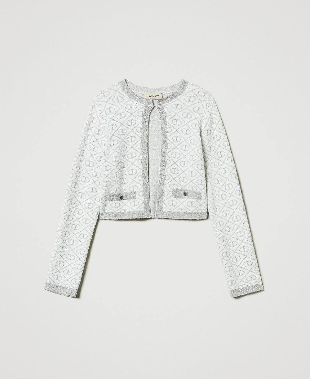 Scee by twin set Giacca in maglia jacquard con Oval T