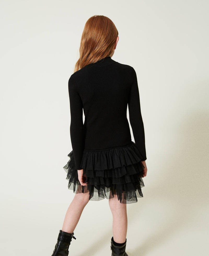 Scee by twin set Abito in maglia a costine con tulle Consegna Veloce
