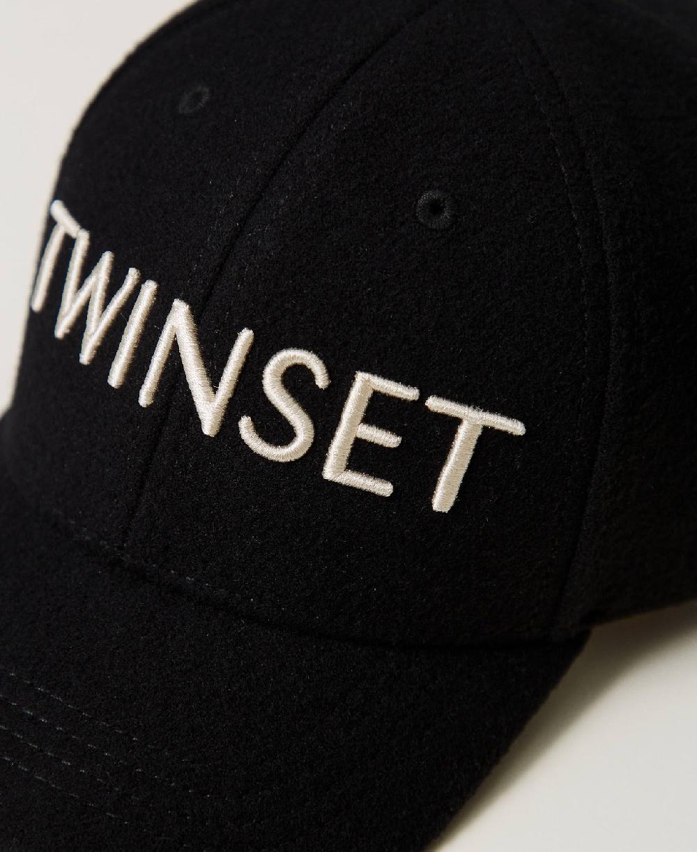Scee by twin set Cappello da baseball in panno con logo Prezzo Ridotto