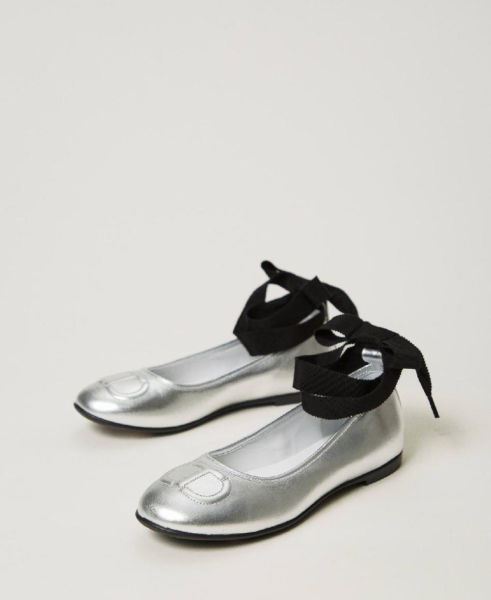Scee by twin set Ballerine in pelle con nastri Online