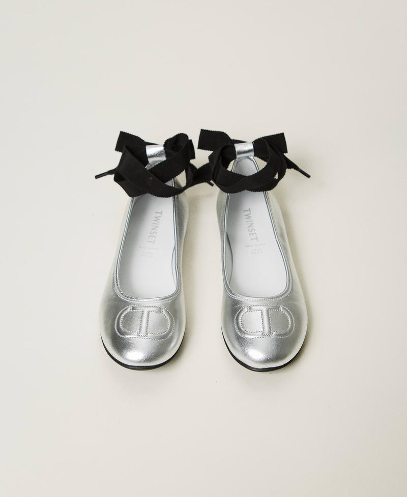 Scee by twin set Ballerine in pelle con nastri Online
