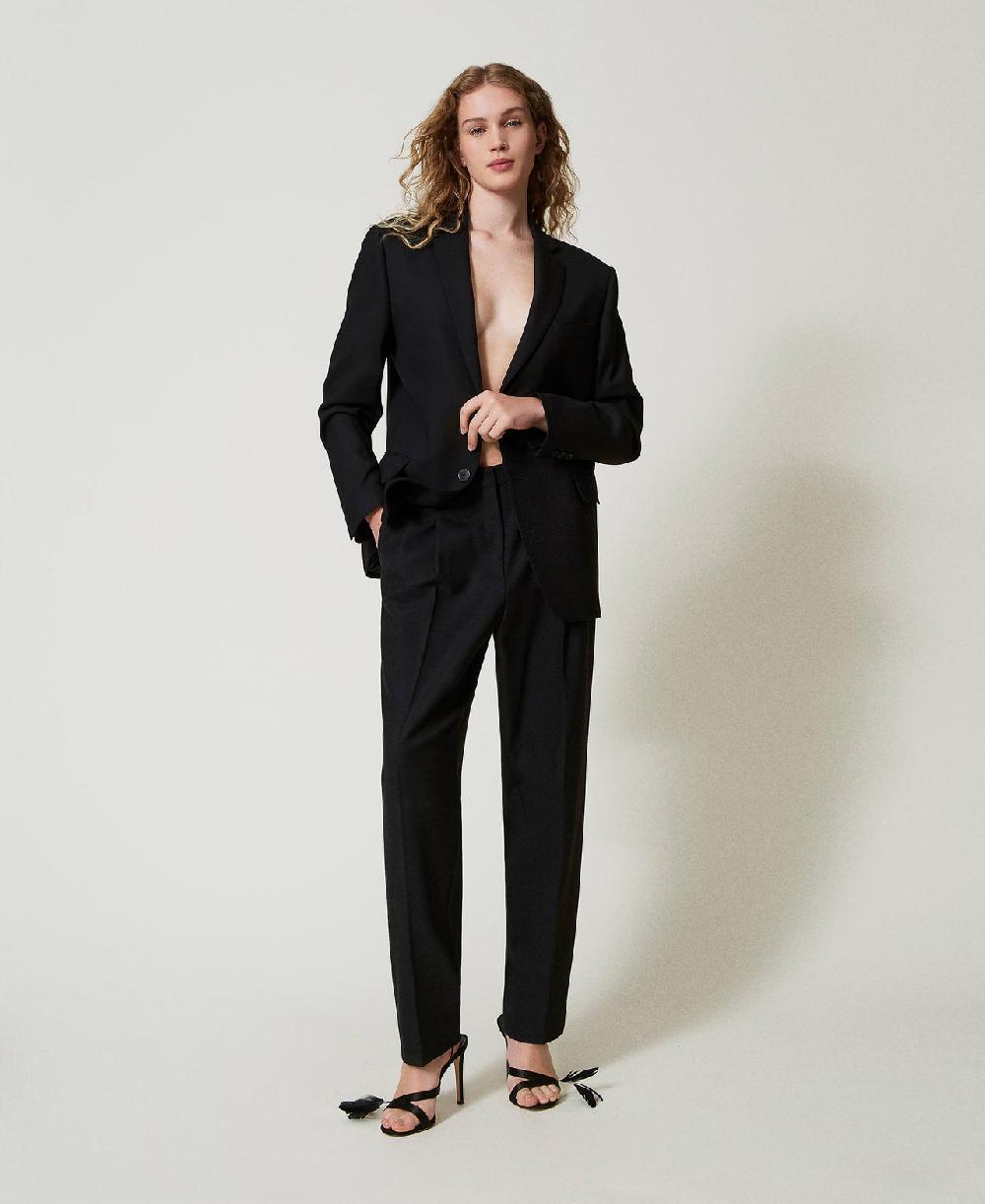 Scee by twin set Pantaloni in serge misto lana Outlet