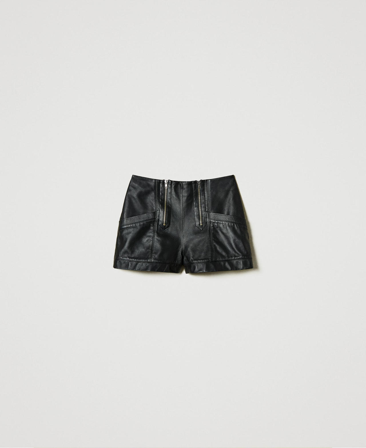 Scee by twin set Shorts 'Fairfax' in pelle con zip
