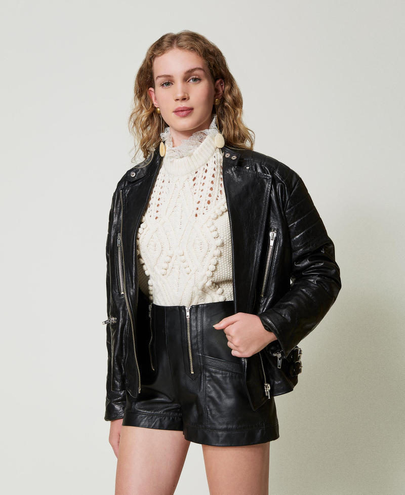Scee by twin set Shorts 'Fairfax' in pelle con zip I Più Venduti