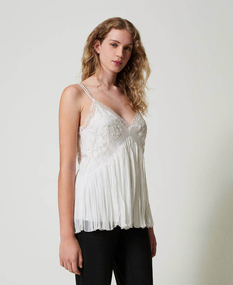 Scee by twin set Top in creponne e tulle In Saldo