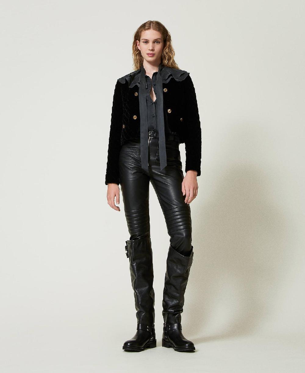 Scee by twin set Pantaloni biker 'Fairfax' in pelle Nuova