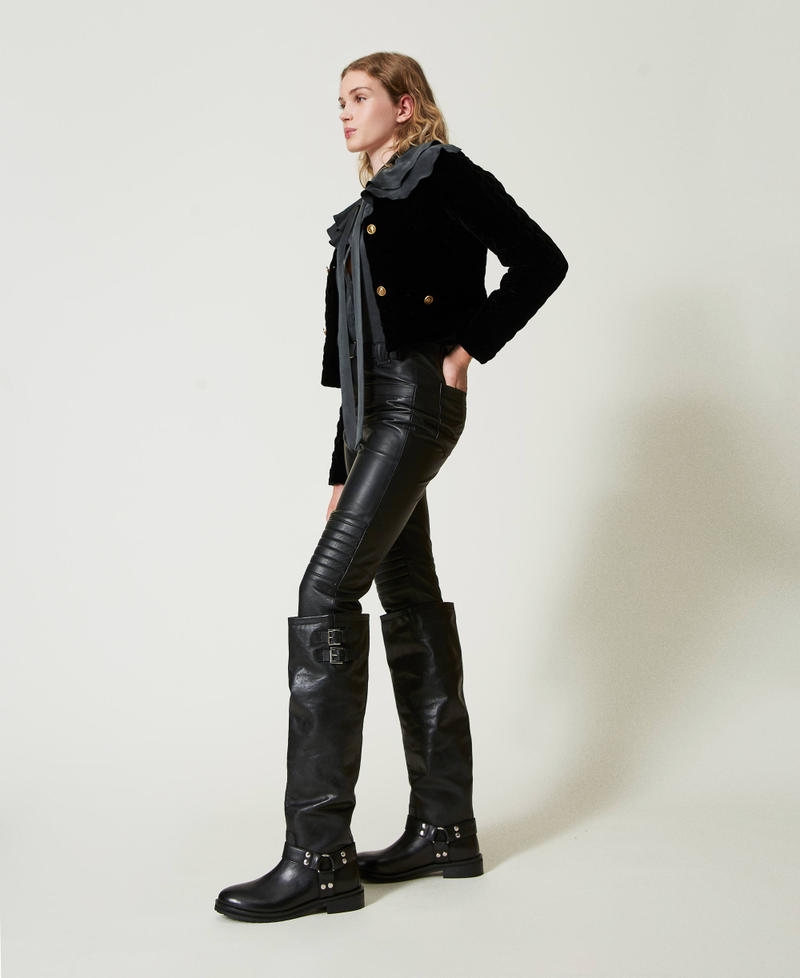 Scee by twin set Pantaloni biker 'Fairfax' in pelle Nuova