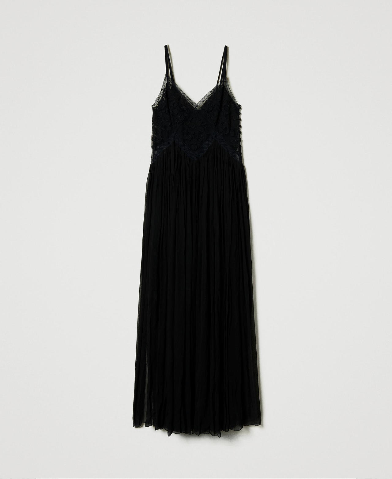 Scee by twin set Abito lungo in creponne e tulle