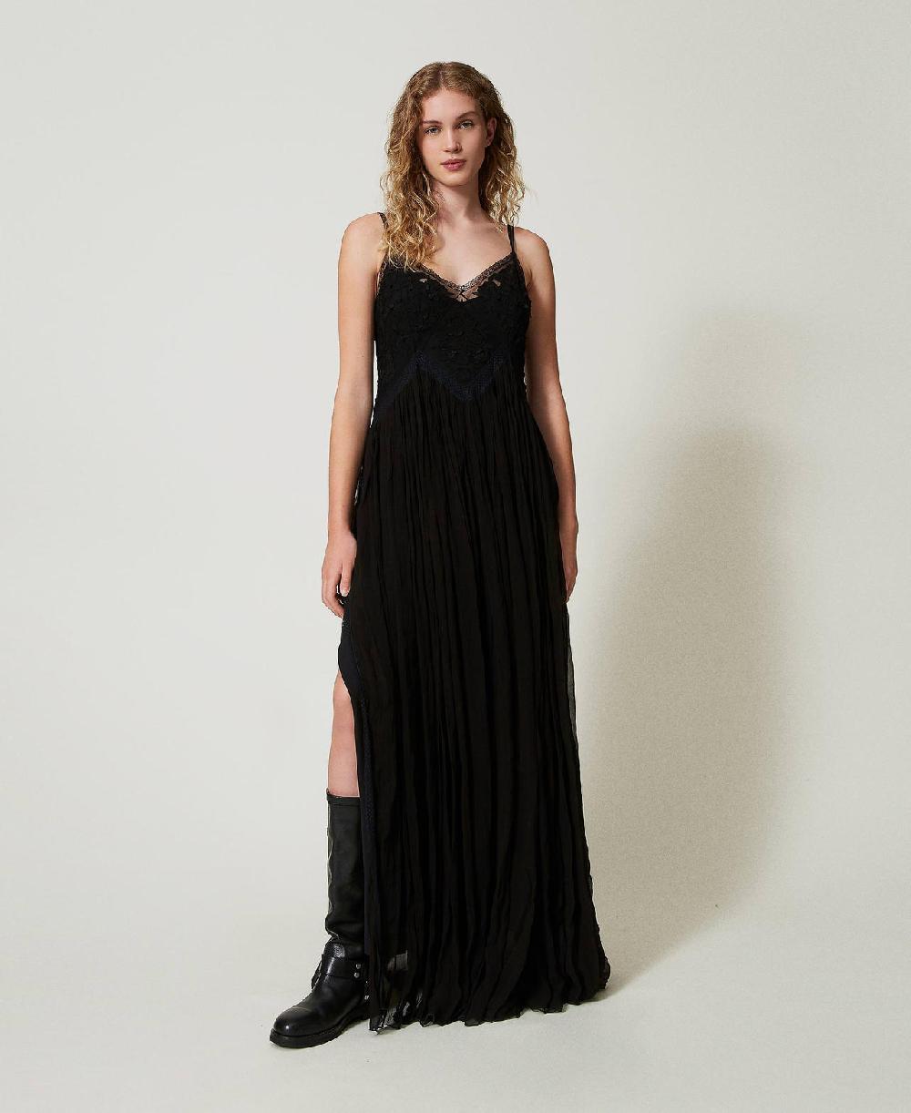 Scee by twin set Abito lungo in creponne e tulle 2025