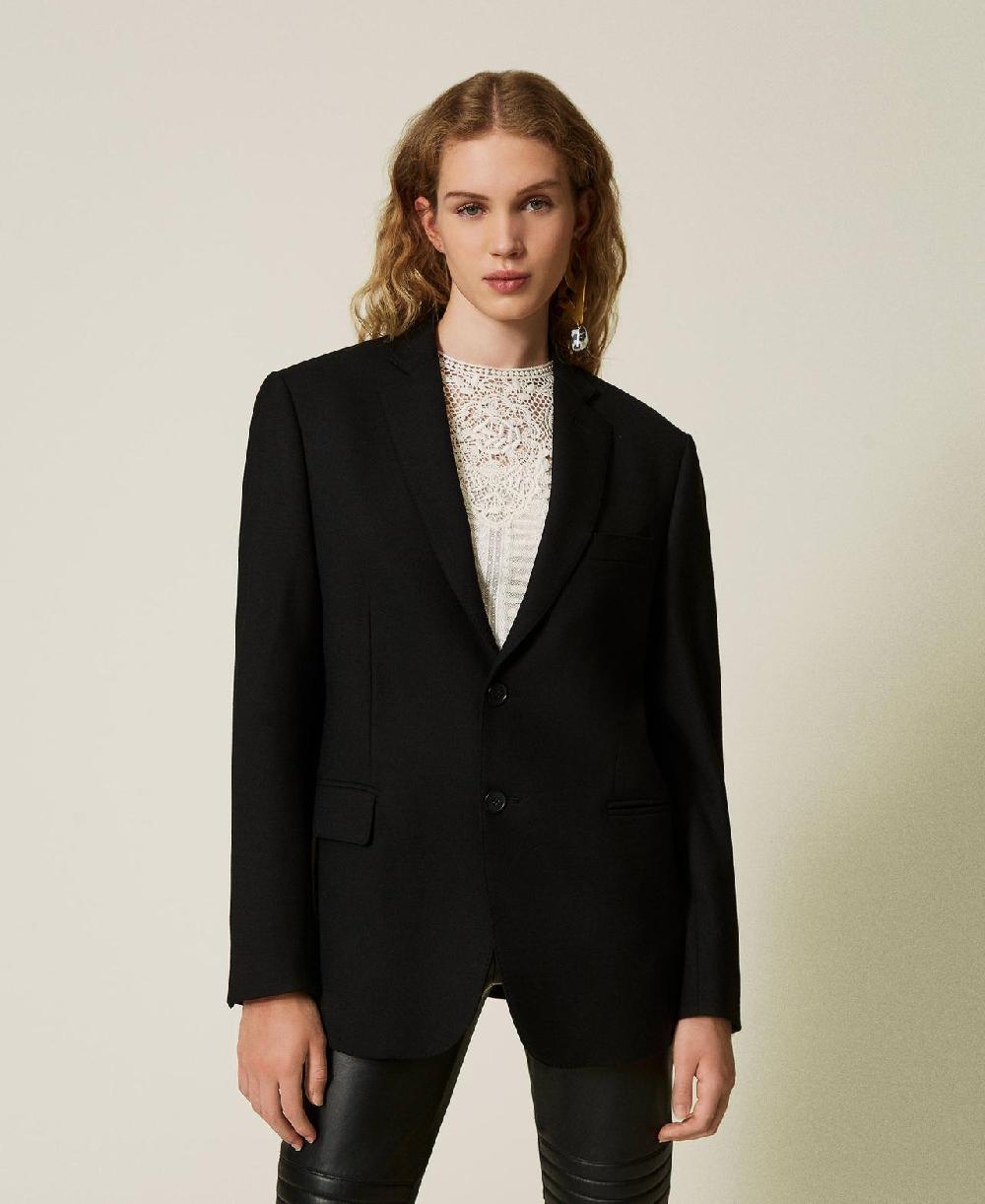 Scee by twin set Giacca blazer sartoriale in serge misto lana Italy