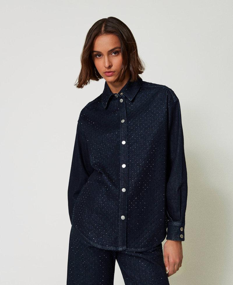 Scee by twin set Camicia in jeans con strass Qualità