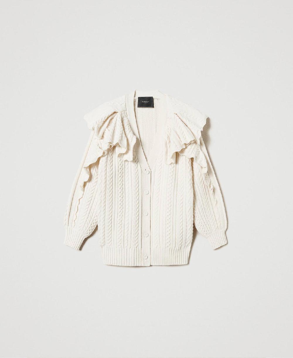 Scee by twin set Cardigan in misto lana con volant