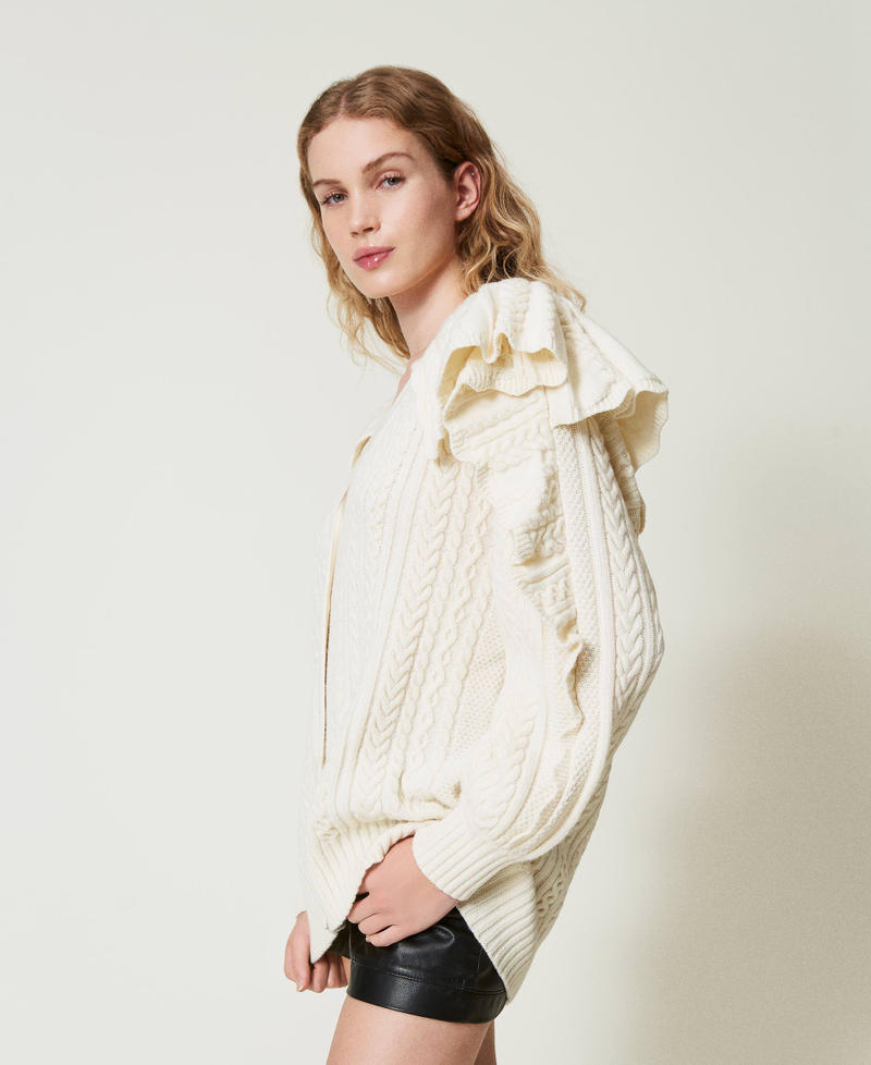 Scee by twin set Cardigan in misto lana con volant Vendita