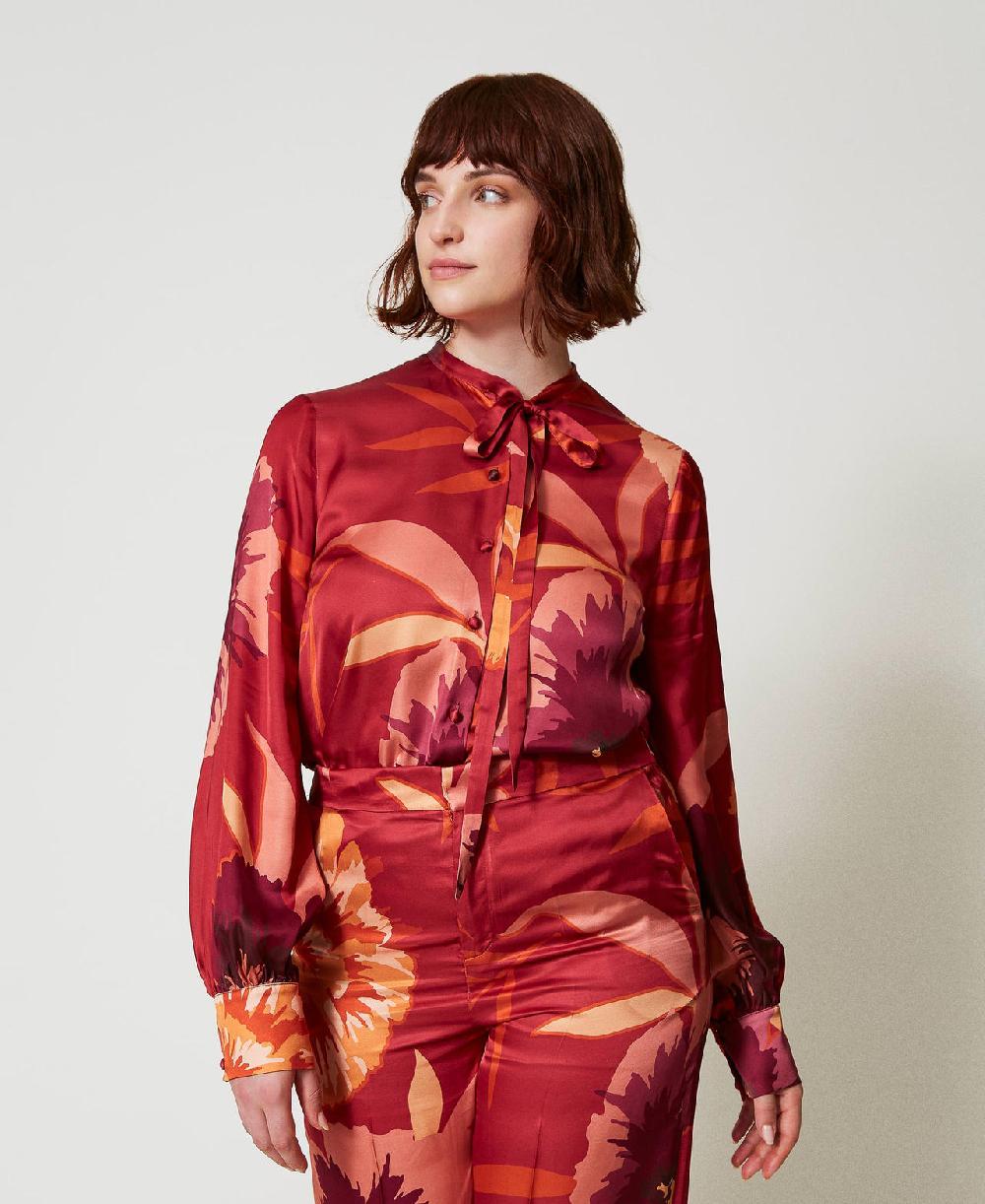 Scee by twin set Camicia in raso a fiori Qualità Garantita