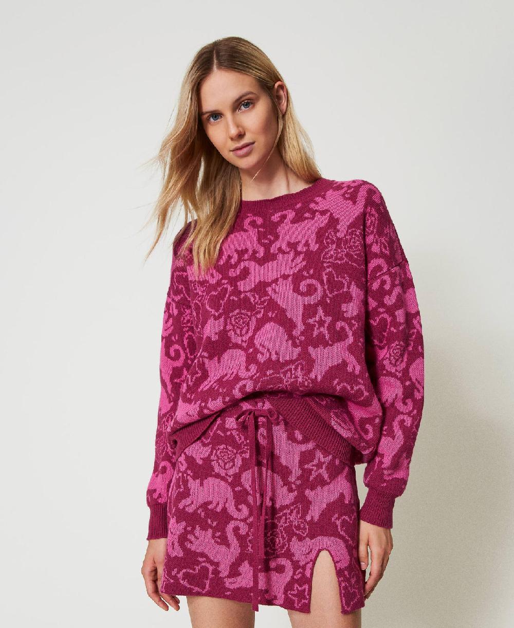 Scee by twin set Minigonna jacquard in filato Treeblend Negozi Online