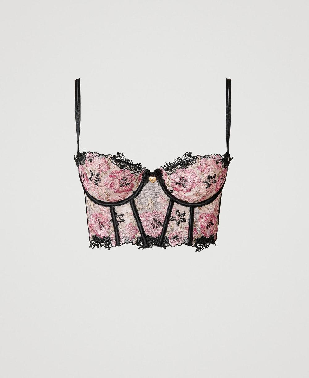 Scee by twin set Bustino in tulle con ricamo