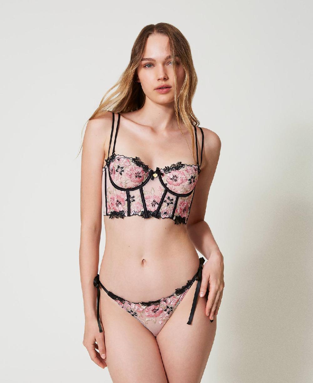 Scee by twin set Bustino in tulle con ricamo Acquista Ora