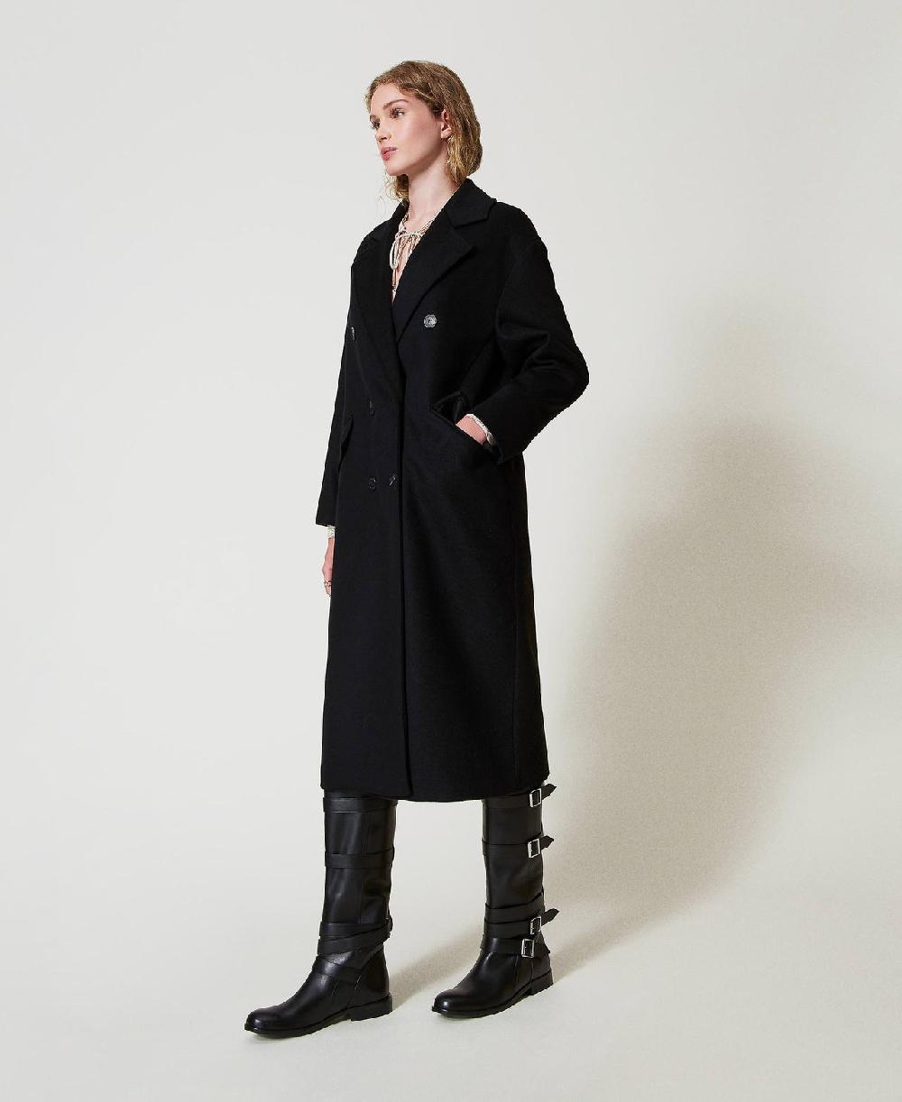 Scee by twin set Cappotto di linea morbida in misto lana Consegna Veloce